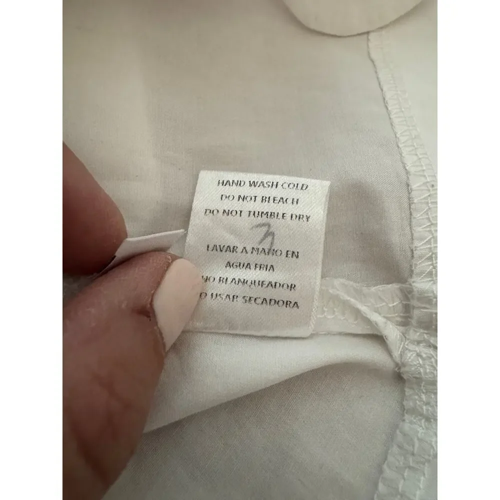 Heartbeeps White Scalloped Poplin Sleveless shirt Size Small - Picture 5 of 5